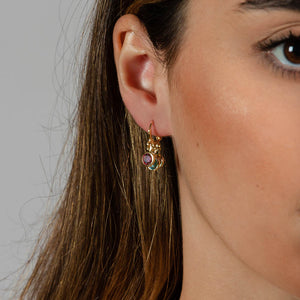 Brinco Argola Trio Pedras Coloridas - BAP 0084