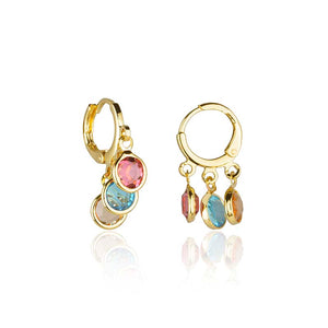 Brinco Argola Trio Pedras Coloridas - BAP 0084