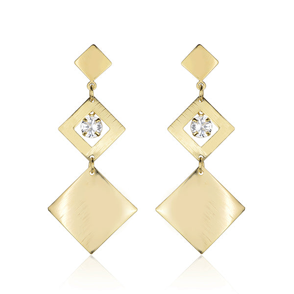 Brinco geomertrico - Losangos com Zircônia - BE 1240