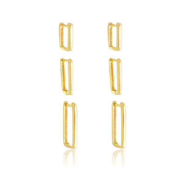 Kit brincos argola retangular - BE 1621