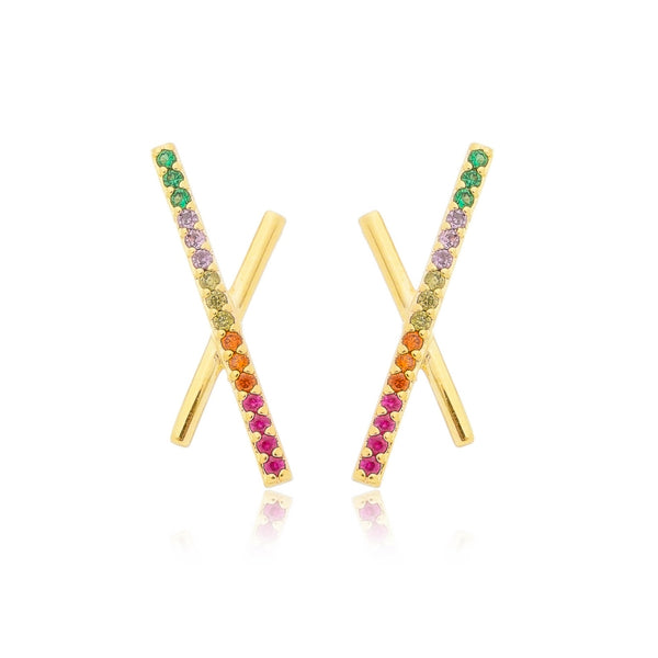 Brinco X com Zircônias Coloridas - BEP 0493