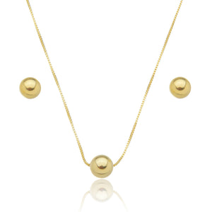 Conjunto Colar e Brinco Esfera Lisa - CJE 1261