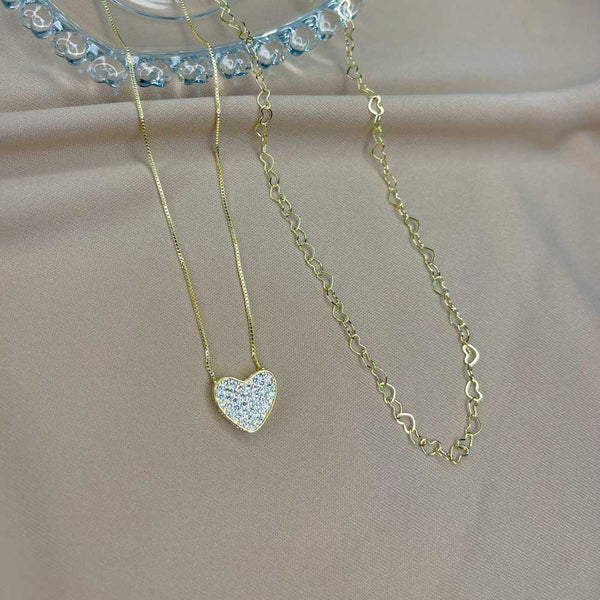 Colar Corações Vazados - COL 0096