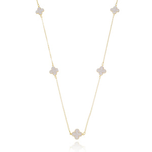 Colar Longo com Trevo perolado - COL 0276