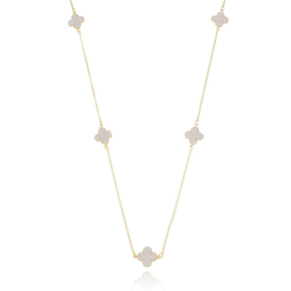 Colar Longo com Trevo perolado - COL 0276