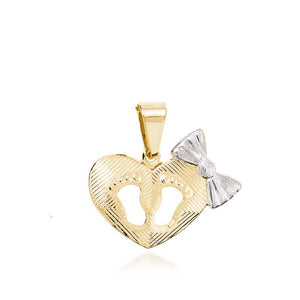 Pingente Coração Pezinho e Laço - PE 0183