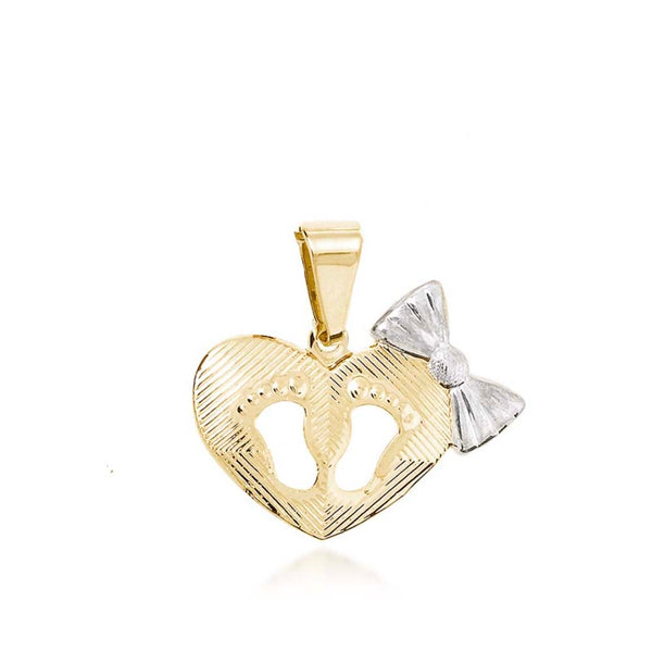 Pingente Coração Pezinho e Laço - PE 0183