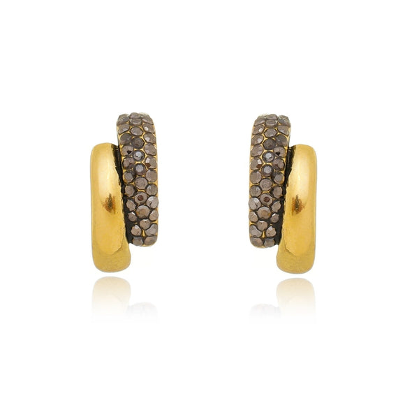 Brinco meia argola com zirconias fumê - BE 1428