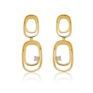 Brinco Geométrico com Design Vazado e Zircônia - BEP 0241