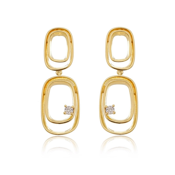 Brinco Geométrico com Design Vazado e Zircônia - BEP 0241